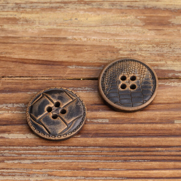 Retro Carved Genuine Horn Four-Hole Sewing Buttons 20 Pack - Image 3