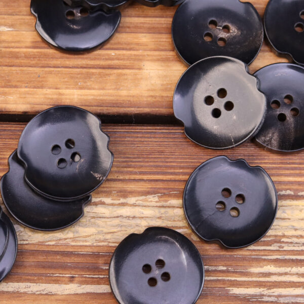 Black Burnished Irregular Natural Horn Buttons 20 Pack (5 Sizes) - Image 3