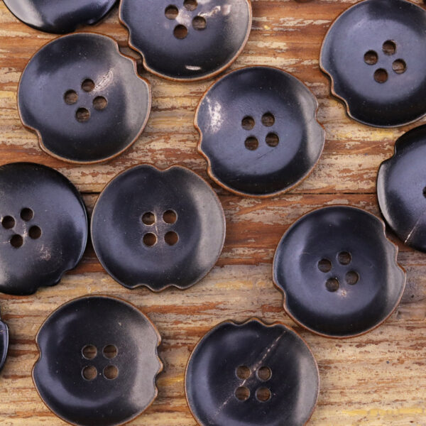 Black Burnished Irregular Natural Horn Buttons 20 Pack (5 Sizes) - Image 4