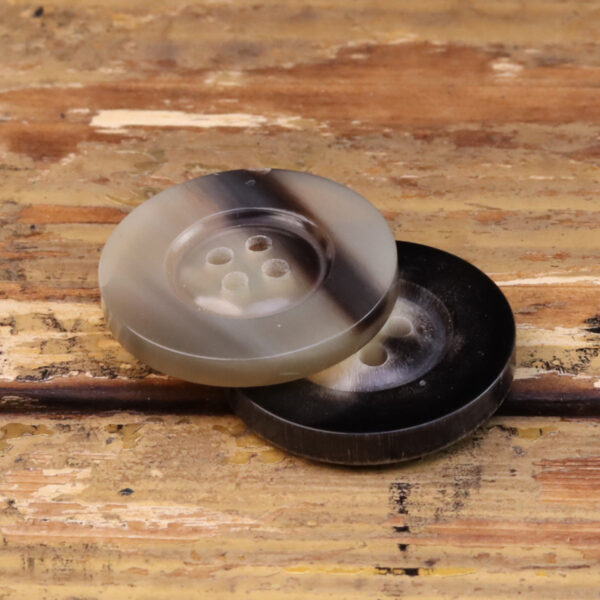 Off-White and Beige-Black Wide-Edged Yellow Cattle Horn Buttons 2pcs - Image 3