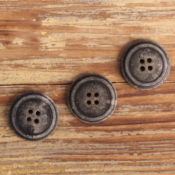 Gray-Black Natural Horn Buttons For Men's Retro Jackets 25 Pack
