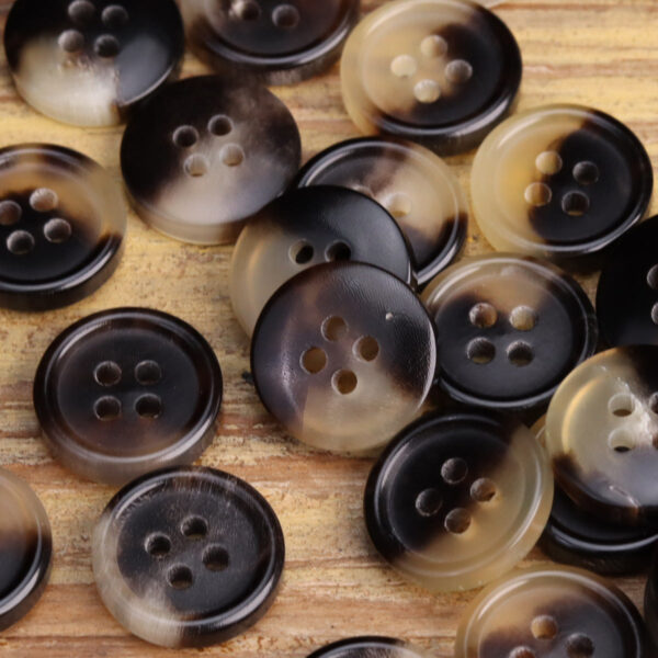 11.5mm Round-Edged Natural Yellow Cattle Horn Shirt Buttons 6pcs - Image 2