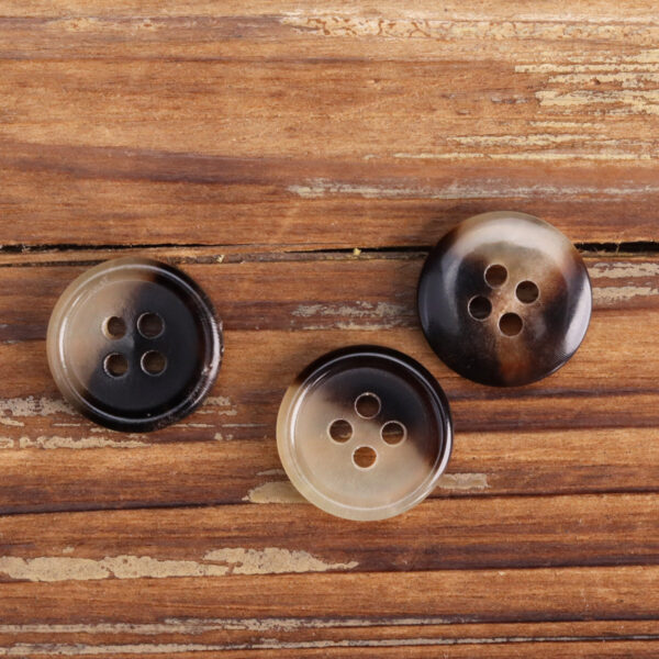 11.5mm Round-Edged Natural Yellow Cattle Horn Shirt Buttons 6pcs - Image 3