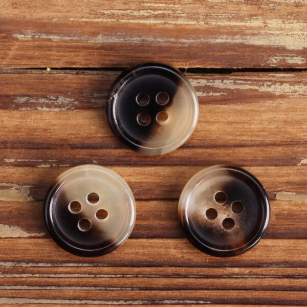 11.5mm Round-Edged Natural Yellow Cattle Horn Shirt Buttons 6pcs - Image 4