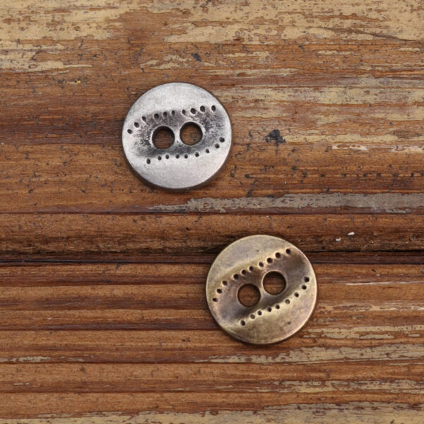 11.5mm Two-Hole Irregular Textured Metal Shirt Buttons 24 Pack - Image 3