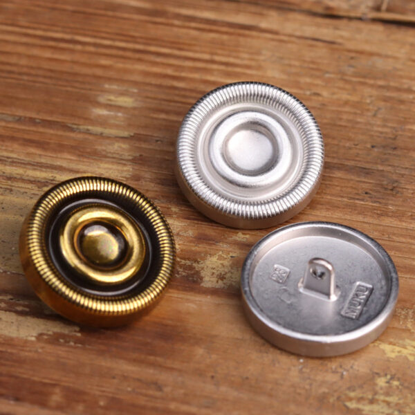 23mm Antique Gold Silver Heavy-Duty Zinc Alloy Metal Hand-Sewn Buttons 12 Pack - Image 2