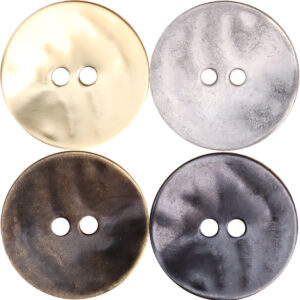 Thin Misty Gold Antique Bronze Metal Two-Hole Buttons 25 Pack