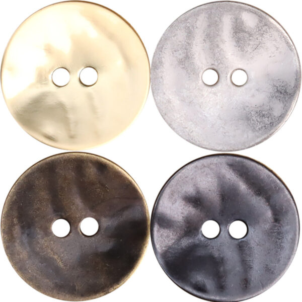 Thin Misty Gold Antique Bronze Metal Two-Hole Buttons 25 Pack