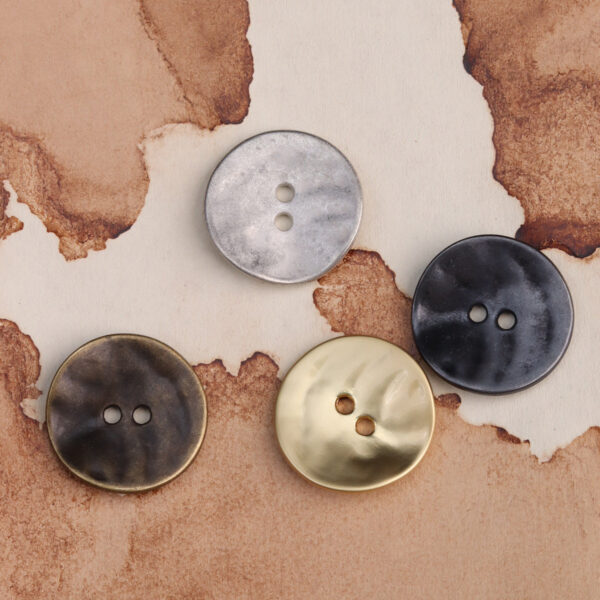 Thin Misty Gold Antique Bronze Metal Two-Hole Buttons 25 Pack - Image 2