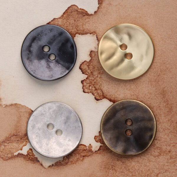 Thin Misty Gold Antique Bronze Metal Two-Hole Buttons 25 Pack - Image 3