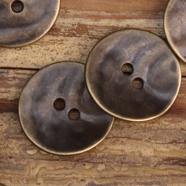 Thin Misty Gold Antique Bronze Metal Two-Hole Buttons 25 Pack - Image 4