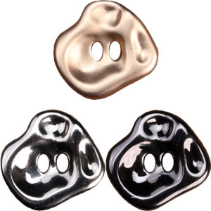 Irregular Rose Gold Shiny Silver Zinc Alloy 2 Hole Metal Buttons 12pcs