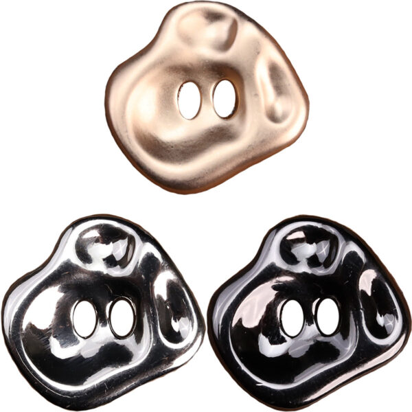 Irregular Rose Gold Shiny Silver Zinc Alloy 2 Hole Metal Buttons 12pcs