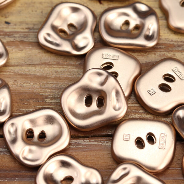 Irregular Rose Gold Shiny Silver Zinc Alloy 2 Hole Metal Buttons 12pcs - Image 4