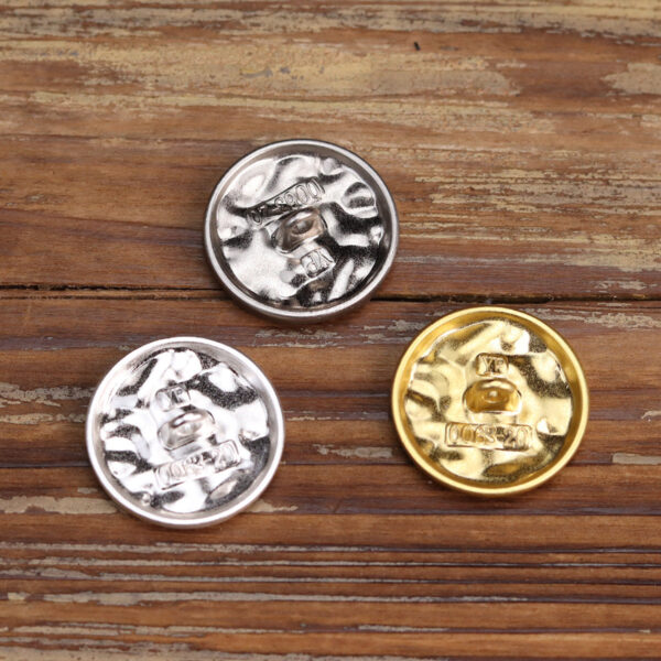 Wavy Silver Matte Gold Round Metal Hand-Sewn Buttons 15 Pack - Image 2