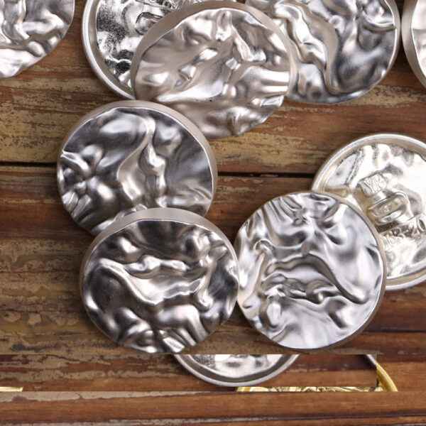 Wavy Silver Matte Gold Round Metal Hand-Sewn Buttons 15 Pack - Image 5