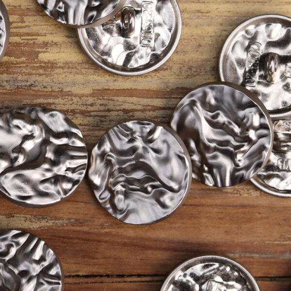 Wavy Silver Matte Gold Round Metal Hand-Sewn Buttons 15 Pack - Image 4
