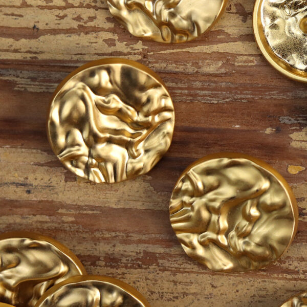 Wavy Silver Matte Gold Round Metal Hand-Sewn Buttons 15 Pack - Image 6