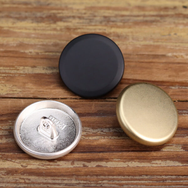 Matte Finish Black Silver Gold Flat Shank Metal Buttons for Denim Coats 18 Pack - Image 3