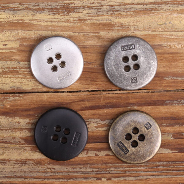 Antique Silver Bronze 4 Hole Metal Buttons for Men's Jackets 20 Pack