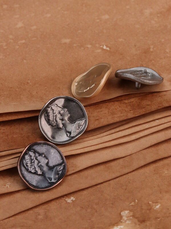 Vintage Beauty Inclined Metal Sewing Shank Buttons 18 Pack - Image 2