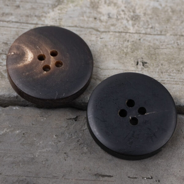 Deep Coffee Black Wide-Brimmed Thickened Horn Buttons 30 Pack - Image 2