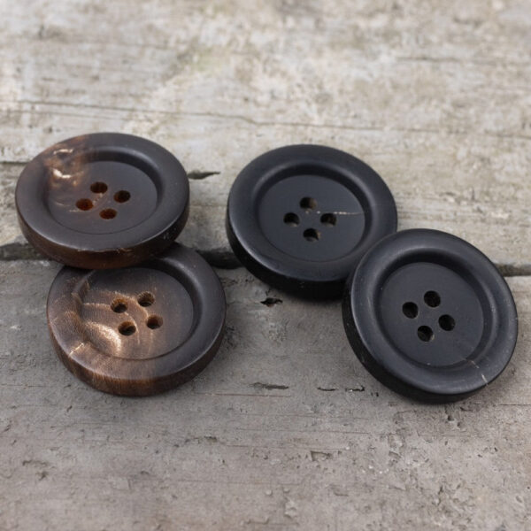 Deep Coffee Black Wide-Brimmed Thickened Horn Buttons 30 Pack - Image 3