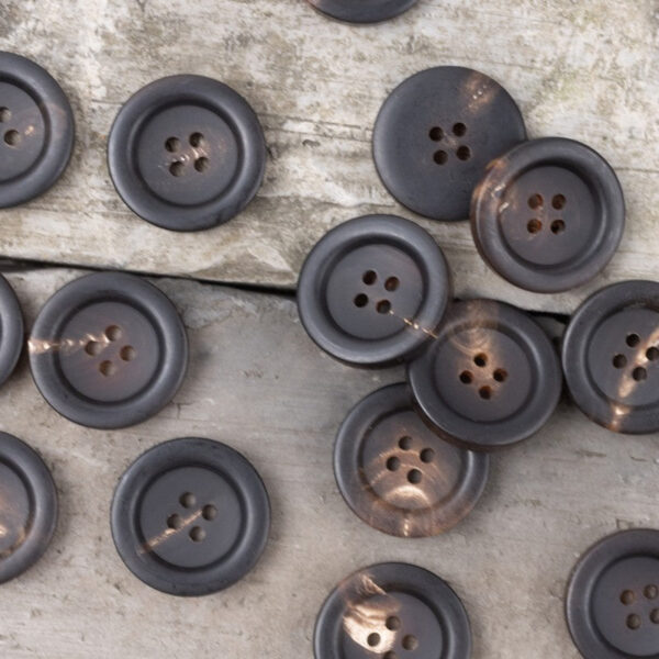 Deep Coffee Black Wide-Brimmed Thickened Horn Buttons 30 Pack - Image 5