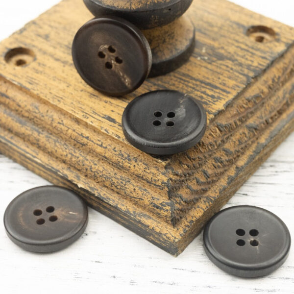 Matte Black Coffee Four-Hole Horn Buttons for Women's Suits 20 Pack