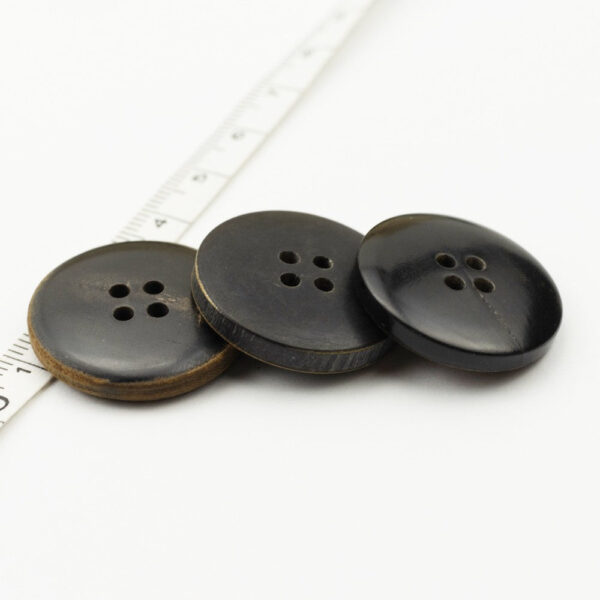 40L Flat Retro Horn Buttons Black Yellowish-Brown Half-Burnt 10pcs - Image 2