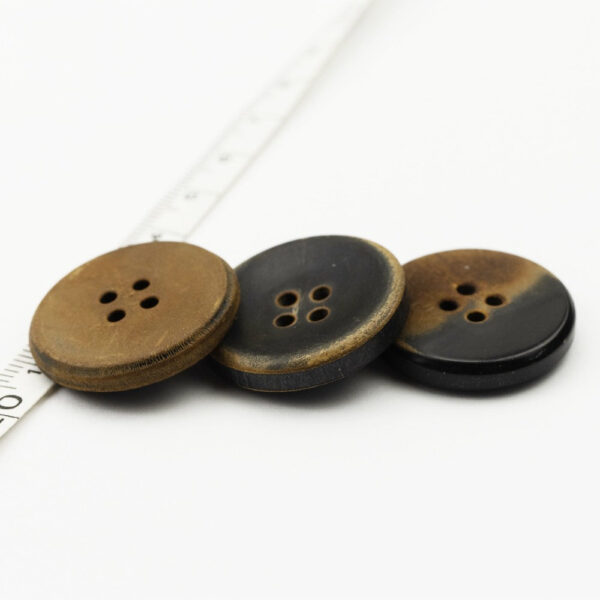 40L Flat Retro Horn Buttons Black Yellowish-Brown Half-Burnt 10pcs - Image 5