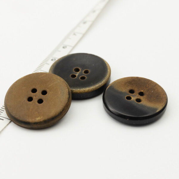 40L Flat Retro Horn Buttons Black Yellowish-Brown Half-Burnt 10pcs - Image 3