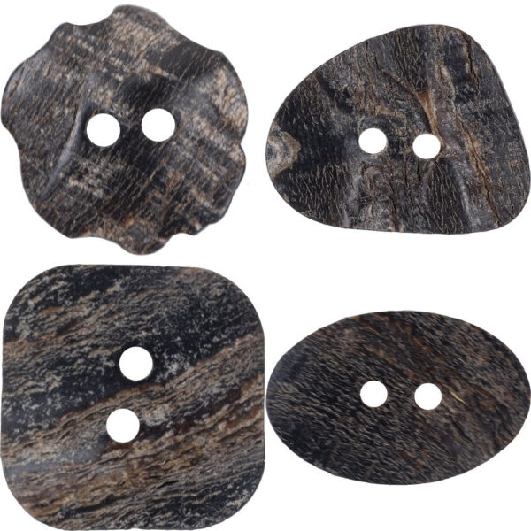 Oval Square Triangle Flower Shape Black Water Buffalo Horn Buttons 10pcs