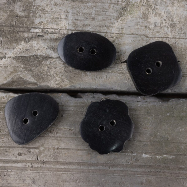 Oval Square Triangle Flower Shape Black Water Buffalo Horn Buttons 10pcs - Image 3