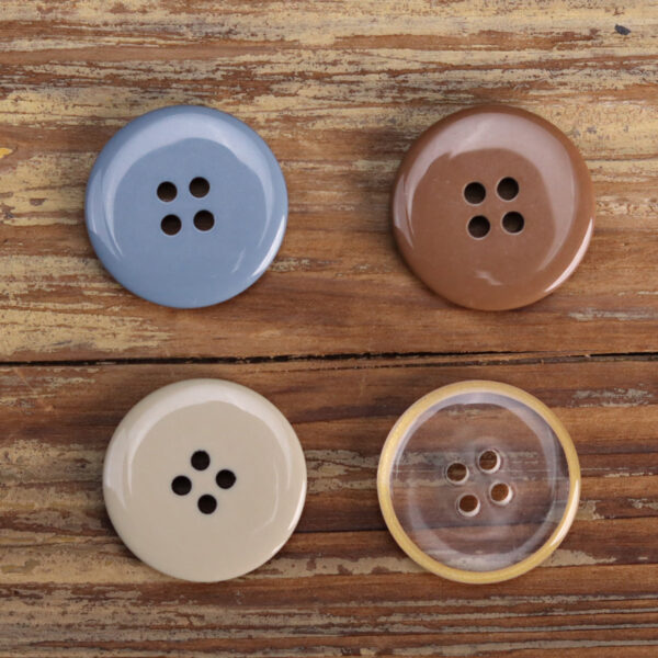 Classic Resin Four-Hole Transparent Buttons for Men's Jackets 48 Pack