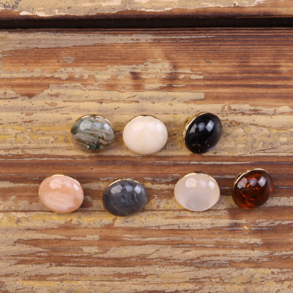 Chinese Style Cat's Eye Resin Metal Combination Buttons 35 Pack