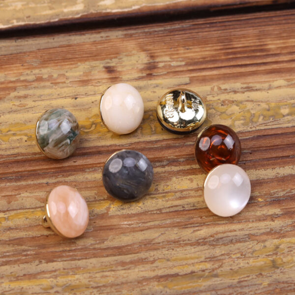 Chinese Style Cat's Eye Resin Metal Combination Buttons 35 Pack