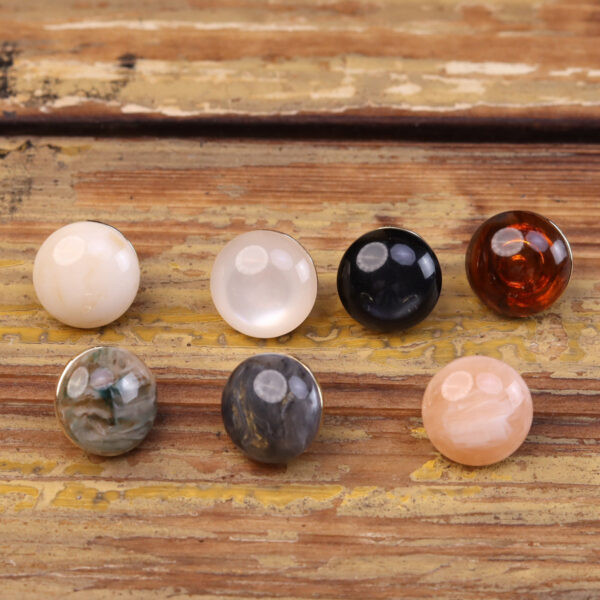 Chinese Style Cat's Eye Resin Metal Combination Buttons 35 Pack