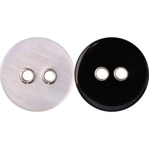 18L Metal Eyelet Shell Buttons 2 Hole Black and White 30 Pack