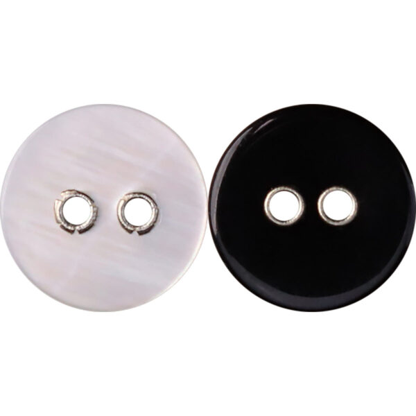 18L Metal Eyelet Shell Buttons 2 Hole Black and White 30 Pack