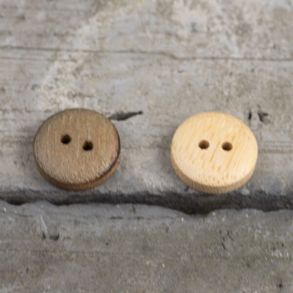 20L Natural Wood Color Bamboo 2 Hole Retro Buttons 20 Pack - Image 2