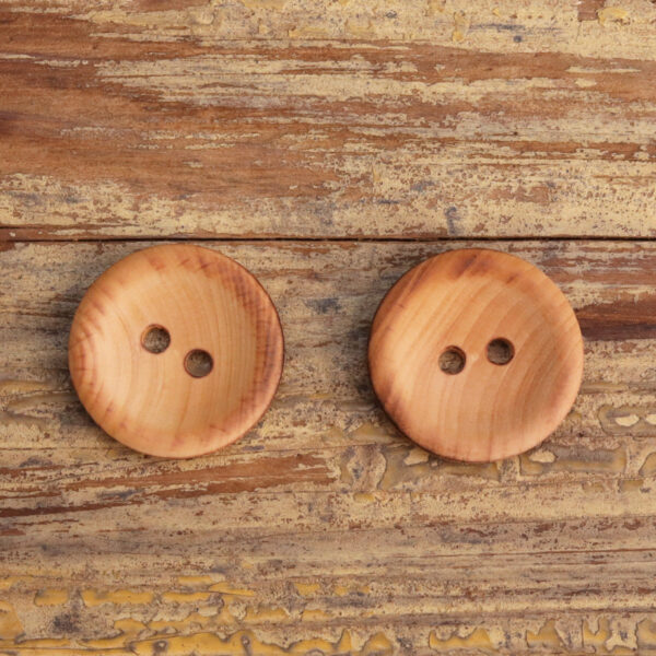 24-40L Bowl-Shaped Natural Wood Two-Hole Buttons 30 Pack - Image 2