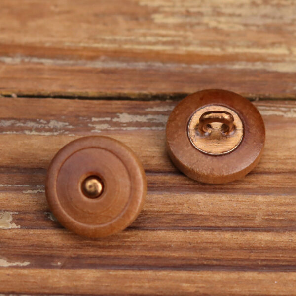 18L Brown Round Wooden Hand-Sewn Button with Metal Feet 20pcs - Image 3