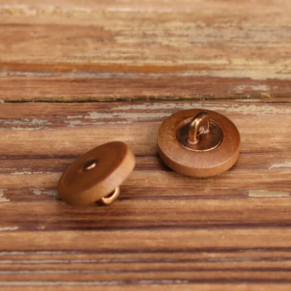 18L Brown Round Wooden Hand-Sewn Button with Metal Feet 20pcs - Image 4