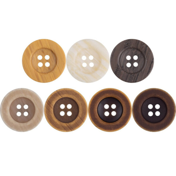 Yellow Imitation Wood Grain Resin Four-Hole Buttons 70 Pack - Image 3