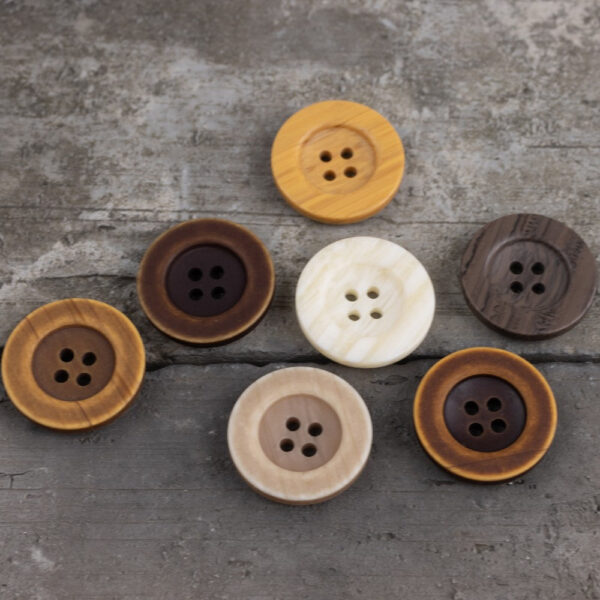 Yellow Imitation Wood Grain Resin Four-Hole Buttons 70 Pack - Image 5