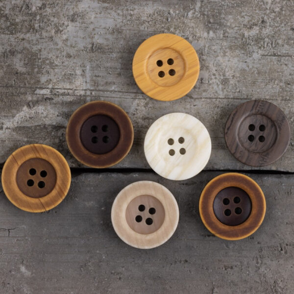 Yellow Imitation Wood Grain Resin Four-Hole Buttons 70 Pack - Image 4