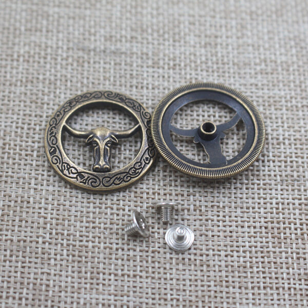 28mm Round Hollowed Bullhead Alloy Wallet Screws Metal Button 50pcs - Image 3