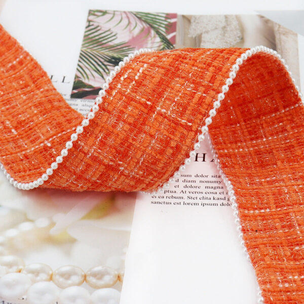 38mm Checkered Flannel Ribbon with Bead Edge 5 Yards - Image 15
