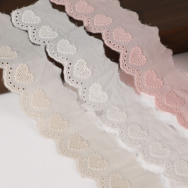 40mm Cotton Lace Trim with Hollow Heart Embroidery 16 Yards - Image 2